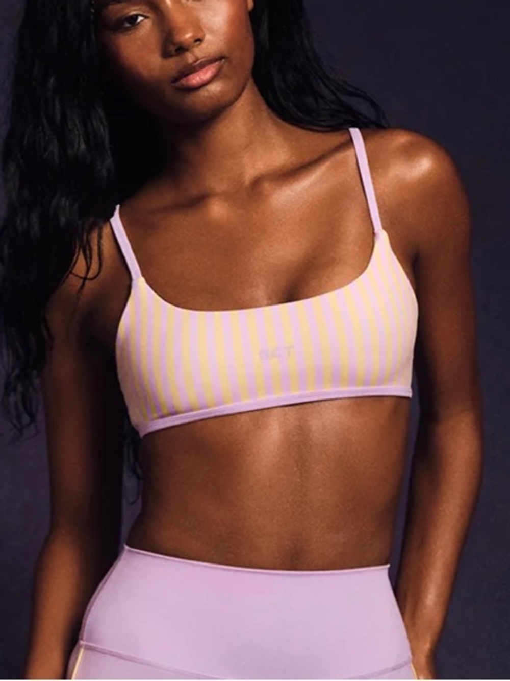Set Active Birthday Lux Stripe Base Bra in Buttercream size XL (sold out online)